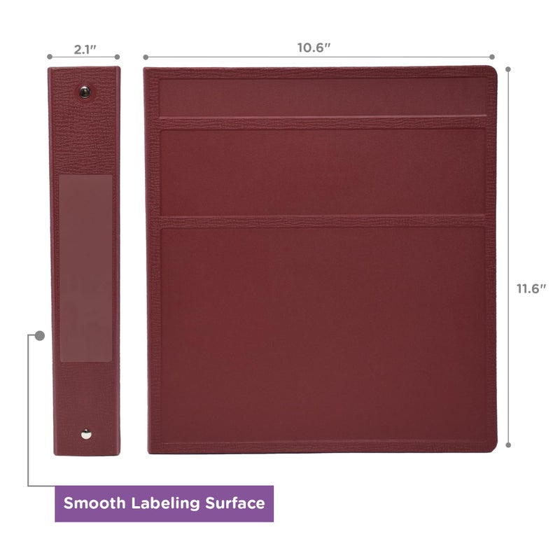 Carstens 1.5-Inch Heavy Duty 3-Ring Binder - Side Opening, Wine, Durable Plastic, Precision No-Gap Rings, Waterproof Cover, No Pockets, Holds 250 US Letter Sheets, BPA-Free, Made in USA (2021-3R) - Image 3